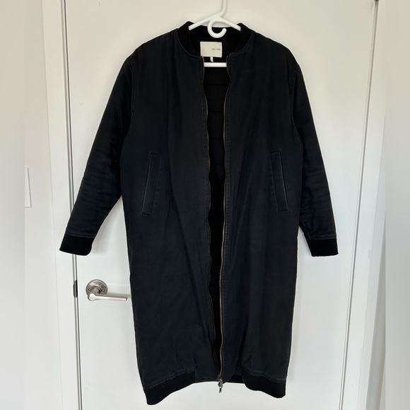 Oak+fort long bomber cotton jacket, navy color, size Small - Picture 7 of 9